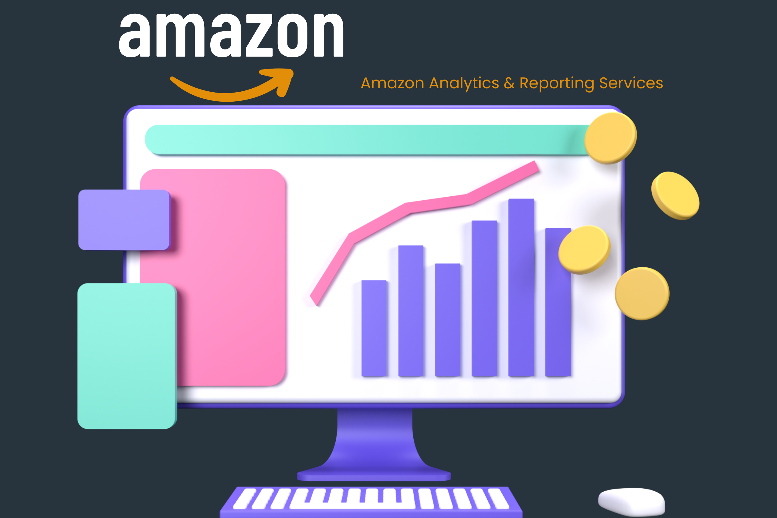 Amazon analytics and reporting services in Seattle, WA dashboard illustration